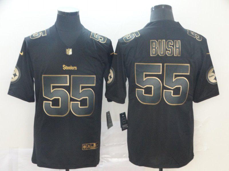 Men Pittsburgh Steelers #55 Bush Nike Vapor Limited Black Golden NFL Jerseys